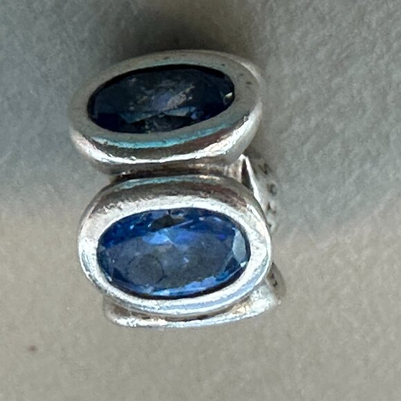 Authentic Pandora Charm - Silver & Blue Oval Lights Charm S925 ALE - EUC - Picture 2 of 9